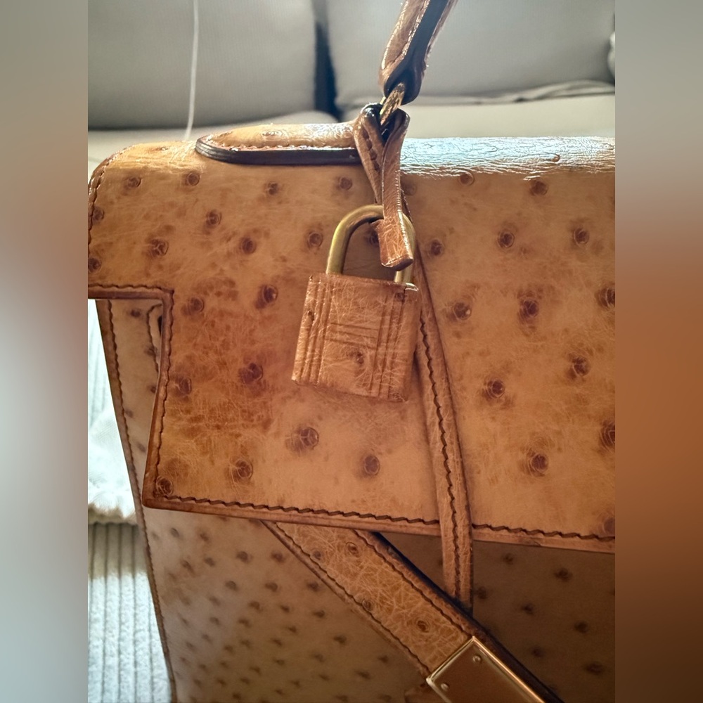 Hermes Cognac Ostrich Leather Kelly 32 - Picture 14 of 16